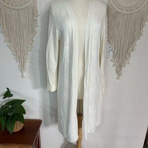 Chico’s Cream Open Front Long Line Cardigan large